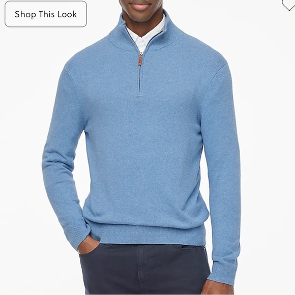 J crew lightning blue Heather Cotton half-zip sweater - Picture 1 of 4